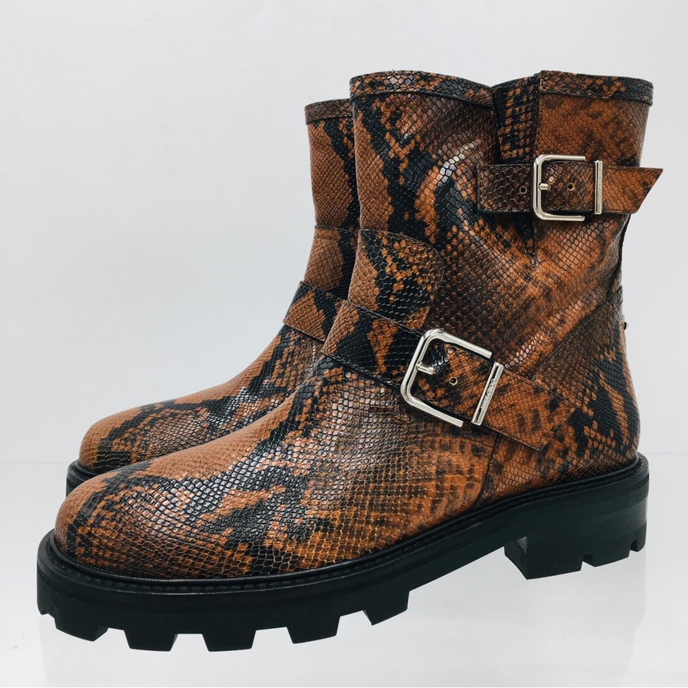 Jimmy Choo Youth II Snake Printed Leather Women’s Boots - Picture 1 of 16